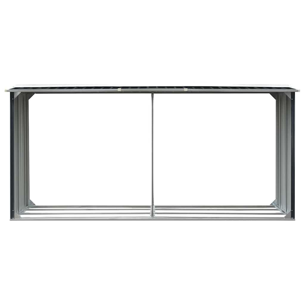 vidaXL Casetilla Leña Acero Galvanizado Soporte Madera Almacenaje Terraza Patio Estructuras Organizadores Duradera Resistente Antracita 30x92x153cm