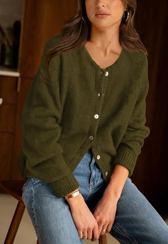 Image of PRETTYGARDEN Long Sleeve Crewneck Button Down Womens Sweaters Fall Open Front Chunky Cardigan Sweaters for Women 2026