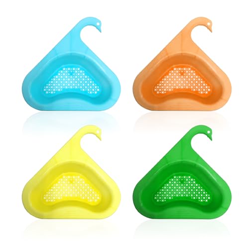 4 cesti di scarico triangolari, cestello di scarico multifunzione, scolapiatti per lavello, forniture per cucina, cestino di scarico colorato, adatto per casa, ristorante, scuola (4 colori)