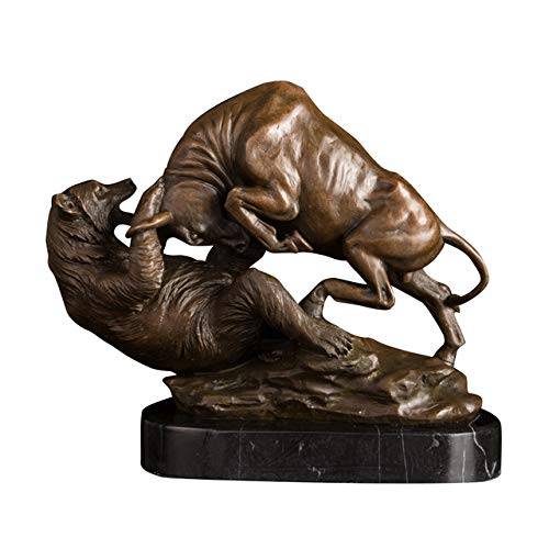 Sculpture Artisanat Décoratives Wall Street Charge Taureau Et Ours Vs Combat Statue Sculpture Bronze Taureau Animal Figurine Art Bureau Décor Cover