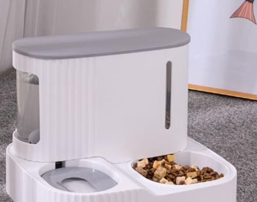 猫、犬、小型犬用給水器 自動給餌器 大容量 複数ペット用給餌器 洗浄 便利な水洗い可能 お手入れ簡単 小型犬、中型犬向き ペット (グレー)