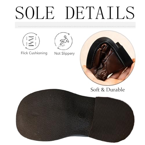 Girls Embroidery Leather Western Cowboy Ankle Boots with Side Zipper Retro Comfortable Round Toe Low Heel Cowgirl Boots Little Kid/Big Kid4