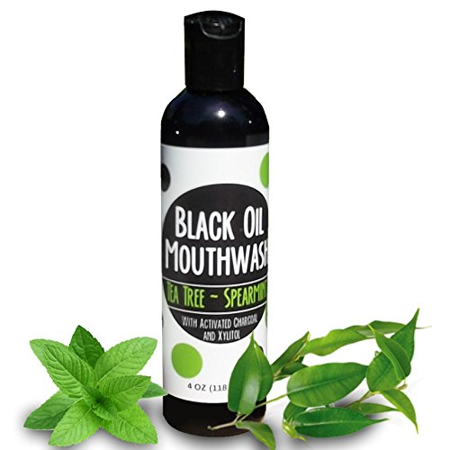 Black Oil Mouthwash for Oil Pulling w/Xylitol & Activated