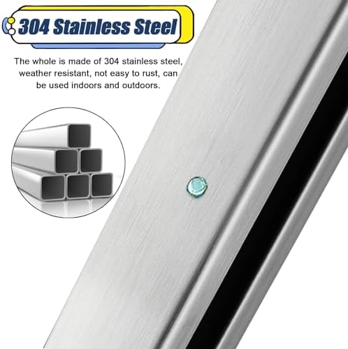 26" to 45" Adjustable High Glass Balcony Railing Kit, Heavy Duty Stainless Steel Pool Fence Post Clamp for Deck, Garden, and Poolside Safety - Silver Finish