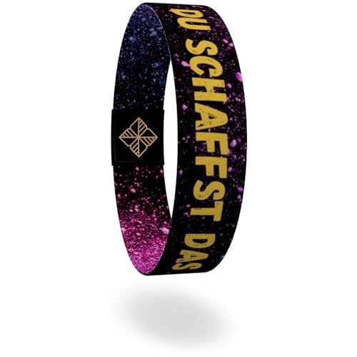 brands2love juma - glaubensband | Verschiedene Modele & Größen | Energie- & Motivations-Armbänder, Aus Stoff, Inspirierende Glücksbringer für Kinder, Damen Herren (Du schaffst das, M - 17 cm)