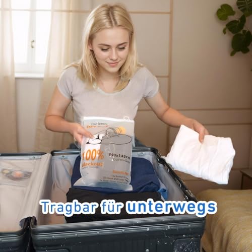 SwartLife Fenster verdunkelung saugnapf, 240 x 145cm verdunklungsfolie für Fenster, für Dachfenster verdunkelung und Sonnenschutz Fenster innen | Tragbare Reise verdunklungsrollo, verdunkelungsfolie