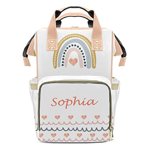 Cute Watercolor Rainbow Diaper Bag Backpack Multifunction Bags with Changing Pad Unisex Stylish Travel Back Pack Nappy Custom Bag for Moms Dads