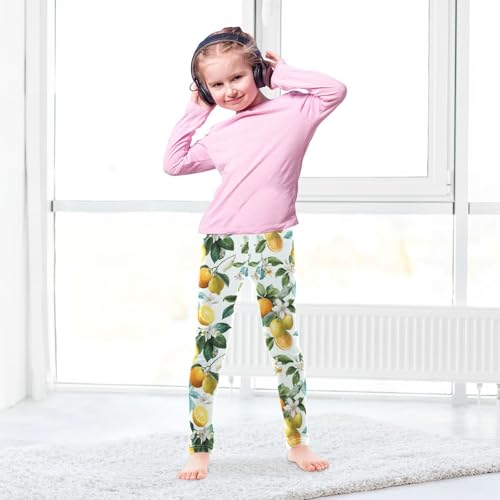 Girls Leggings Orange Flower Leaf Kids Length Leggings Pants Toddler Athletic Soft Tights Trousers 4T4