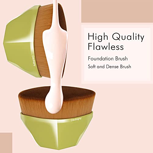 Image of Foundation Makeup Brush Flat Top Kabuki Hexagon Face Blush Liquid Powder Foundation Brush for Blending Liquid, Cream or Flawless Powder Cosmetics with Bonus Protective Case (Yellow)