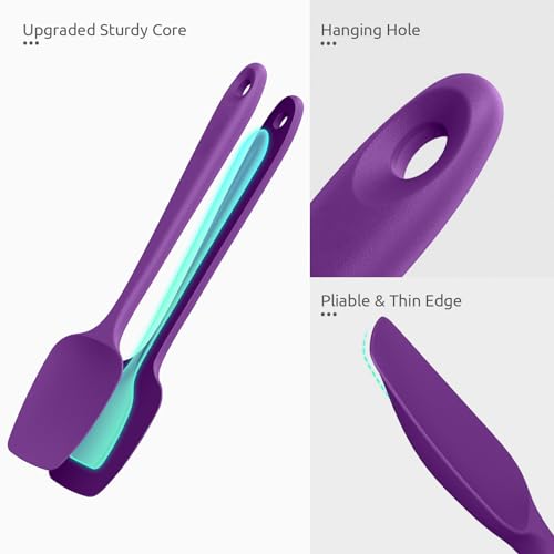 Image of U-Taste Silicone Spoon Spatula Set of 3, 600F High Heat Resistant, Purple