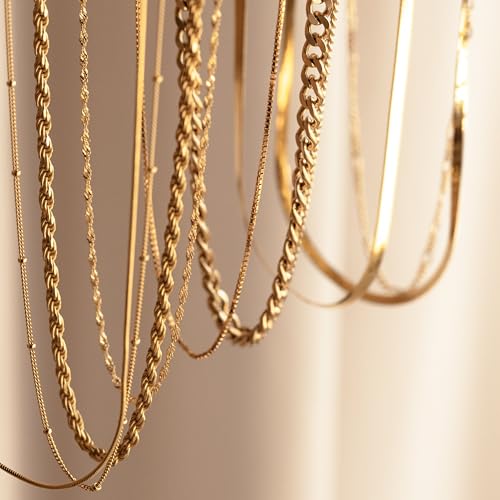Gold Necklace for Women,Dainty Gold Necklace,14k Gold Plated Snake Gold Chain Choker Necklaces Simple Gold Layered Necklaces Gold Jewelry Sets for Women4