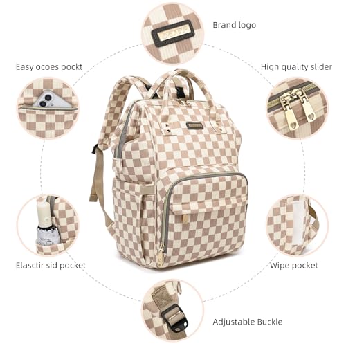 Image of GAIVP Baby Diaper Bag Backpack for Mom, Large Capacity Travel Nappy Bag for Boys & Girls with Stroller Straps,Insulated Pockets (Corduroy Checkered Brown)