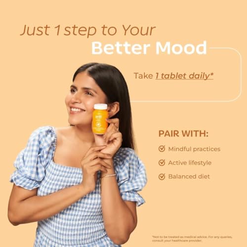 Image of Arth Mood Support | Helps reduce anxiety & Stress | Hormone Free, Gluten Free, Allergen Free | Complete with Magnesium Bisglycinate + Vit D2 | 3 Month Supplement (30 Tablets x 4)