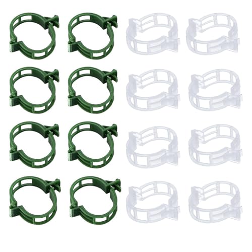 100 clips para plantas para crecimiento vertical de flores, hortalizas, clips para plantas trepadoras, clips de soporte para plantas de jardín de verduras para plantas al aire libre (blanco y verde)
