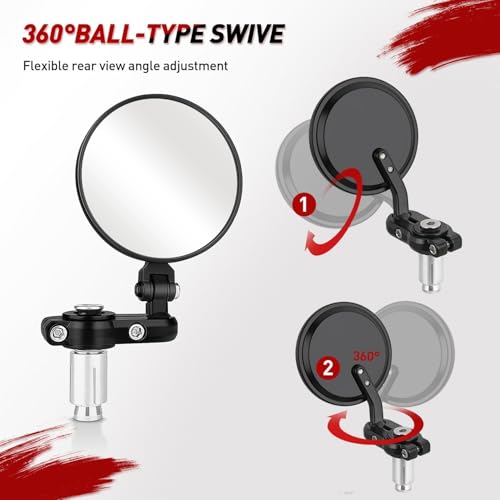 Image of Universal For Bike ROUND Folding Mirror Glass Bar End Rear View Mirrors Motorcycle Handlebar Side View Mirrors for - All motorcycle Comfortable With Bu-ll-et 350