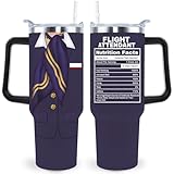 sxmluedn Flight Attendant Gifts Flight Attendant Tumbler Cup Flight Attendant Gift For Women 40 Oz Travel Mug With Lid Straw and Handle