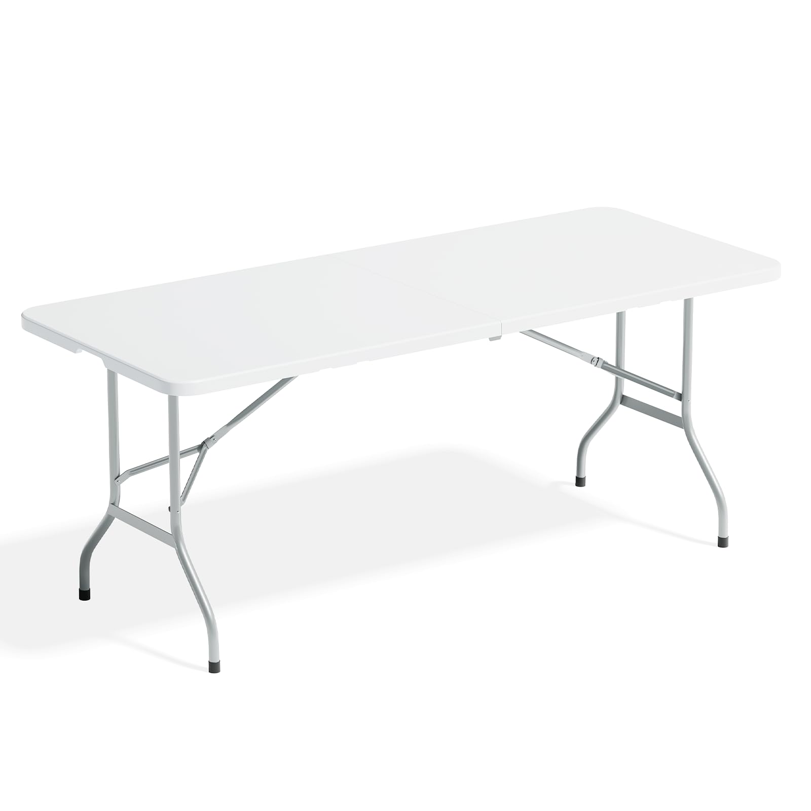SFIHOME 72' Folding Table, Collapsible Camping Table, Rectangular Picnic Table with Steel Frame, Stable Legs Design, Easy Carry and Storage, Plastic
