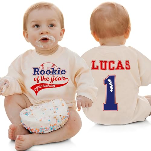 Personalized Rookie Of The Year First Birthday Outfit, Baby Baseball Romper, Custom 1st Birthdays