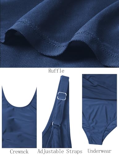 Image of VIMPUNEC Women One Piece Swim Dress Swimsuit Tummy Control Modest Swim Skirt Bathing Suit
