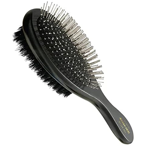 Pride and Groom The Only Brush – Dual-Sided, Wooden Dog & Pet Grooming Brush with Natural Boar Bristles & Rounded Stainless Steel Pins to Detangle, Reduce Shedding for Healthy, Shiny Coat Cover