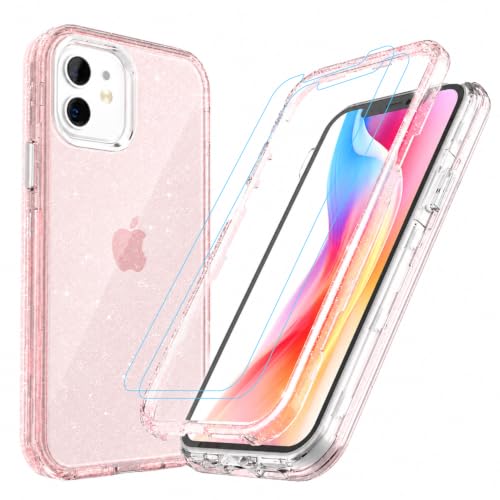 Coque iPhone 11 antichoc paillettes protection intégrale transparente rose