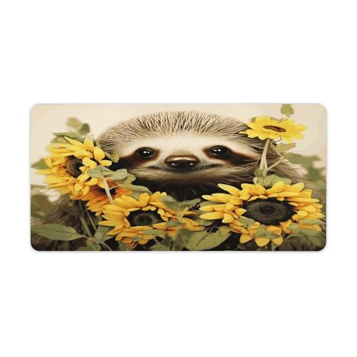 Sloth Sunflower Desk Pad Rubber Base 30x60 cm