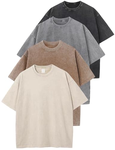 Image of Arssm Men Oversized T Shirts Vintage Tee Loose Fit Short Sleeve Casual Streetwear Baggy Washed Unisex Tops