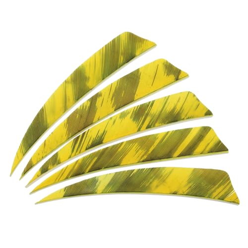 PATIKIL Plumas de Corte de Escudo, Paquete de 20 Plumas de Pavo de 4' para Flechas de Arquería, Plumas de ala Derecha para Tiro al Blanco DIY, Amarillo