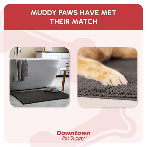 My Doggy Place Microfiber Dog Mat for Muddy Paws, 60" x 36" Ash - Non-Slip, Absorbent and Quick-Drying Dog Paw Cleaning Mat, Washer and Dryer Safe - X-Large/Runner