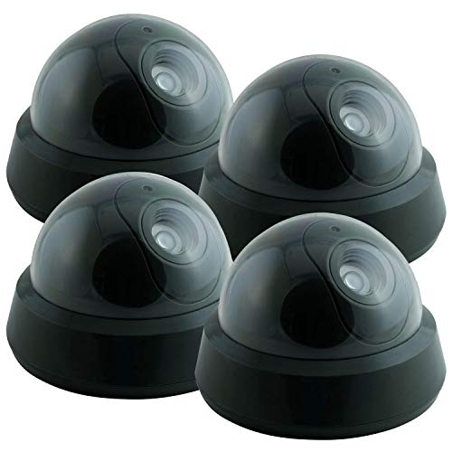 Dummy Security Camera Fake Camera Outdoors Dummy Dome Wireless Surveillance System Motion Light Realistic Look With Flashing Red Led Light 4 Pack #TOP1