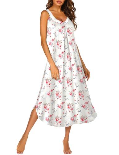Image of Ekouaer Womens Sleeveless Nightgown Full Slip Nightshirt Long Nightwear Full Length Loungewear Tank Nightdress S-2XL