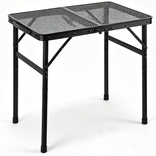 Mesa plegable para camping Sinboun KCAMPTABLE, 23.6 x 15.8 x 22 pulg, ligera, top de aluminio resistente al calor y al agua, color negro miniatura 1