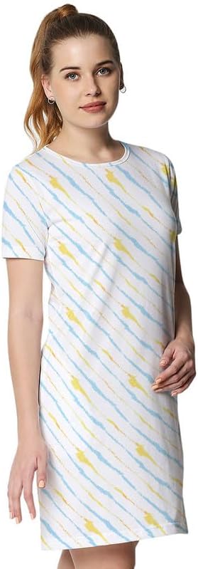 Wear Your Opinion Women's Regular Fit Tie Dye Printed Knee Length Western T-Shirt Dress