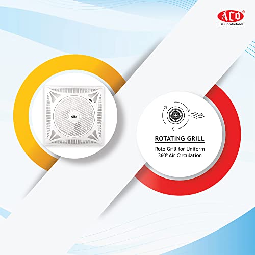 Image of ACO Decorative Cassette Ceiling fan AP1624 for Home and Office with Remote control l Rotating Grill l Anti Rust Body (White) (AP1624-R)