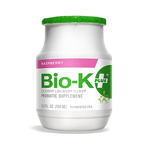 Bio-K + Drinkable Probiotics for Women & Men, Raspberry Flavor, 50 Billion Live and Active Bacteria, Dairy-Free Fermented Peas - Shipped Cold (6) Bottles, 3.5 fl. Oz