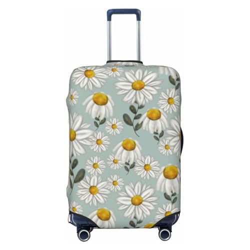 Spandex Travel Luggage Cover,Watercolor Daisy Flowers Suitcase Protector Bag Dust-Proof Washable Suitcase Cover