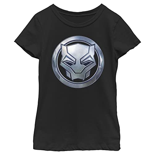 Image of Marvel Girl's Black Panther: Wakanda Forever Black Panther Sigil Metal T-Shirt