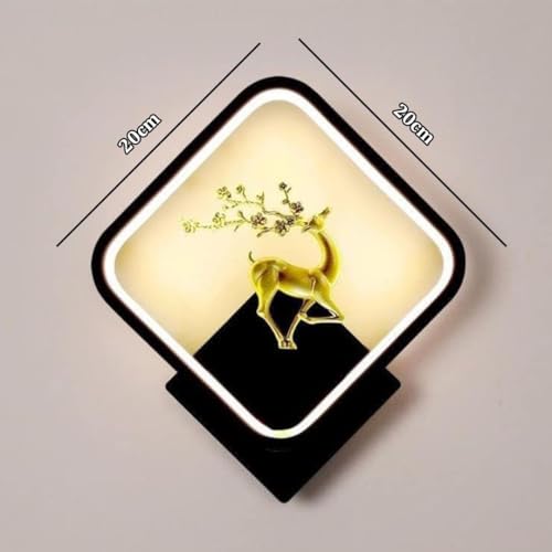 Image of fizzytech Golden Deer Head LED Wall Light, Round Decorative Wall Lamp with 3 Colour Changing Modes for Living Room, Bedroom, Hallway & Home Decor, Pack of 2
