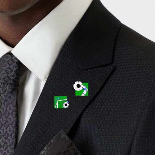 Image of 2Pcs Cartoon Football Alloy Brooch, a Handsome Goal Enamel Pin, Sports Lapel Pin, Cute Alloy Backpack Pin Badge Jewelry Suitable for Daily Clothes and Bags Decoration, Party Collection, Gift Giving