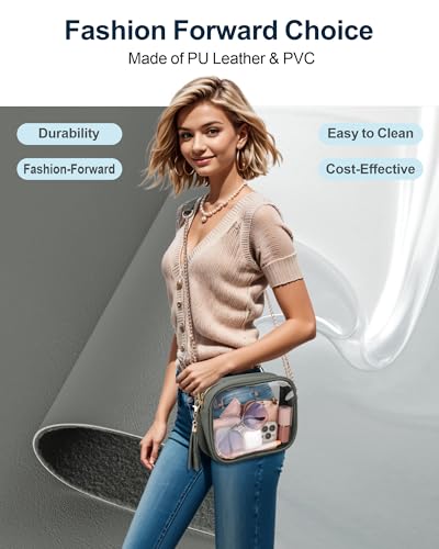 Image of PACKISM Clear Bag for Stadium Events - Clear Purses for Women Transparent Crossbody Messenger Bag for Concerts Game Day
