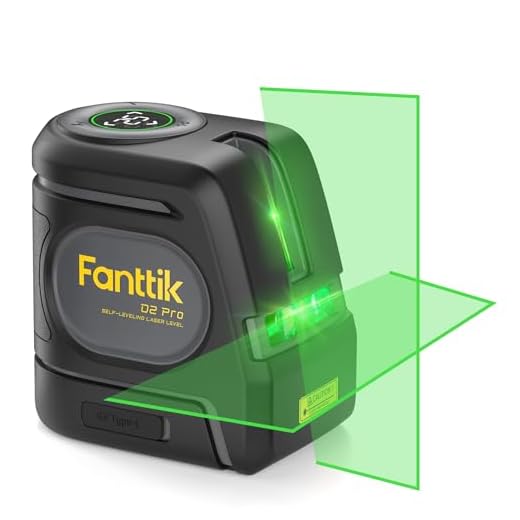 Fanttik D2 PRO Nivel Láser Autonivelante con Pantalla LED, Ángulo de Proyección Vertical de 130°, Carga USB, Batería de 2600 mAh, Alcance de Trabajo de 30 m, Modo de Pulso