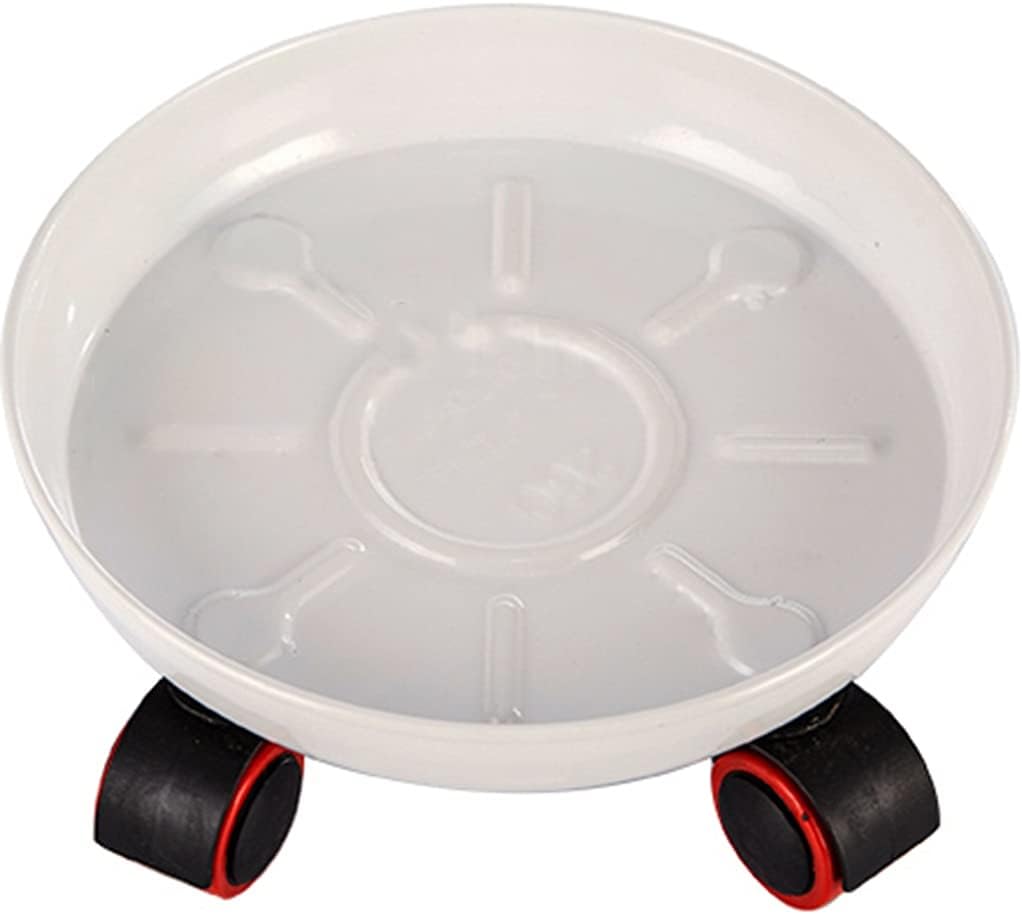 Plant Trolley Plant Pot Trolley,Plant Caddy Trolley Round Planter Tray Base with Wheels, Thickened Steel Plant Tray Rack, Good Load-Bearing Effect (Color : White, Size : 49.8 cm)