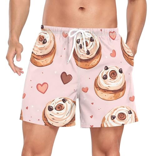 xigua Chocolate Chips Mens Swim Trunks with Liner, 5 inch Quick Dry Mens Boardshorts for Beach