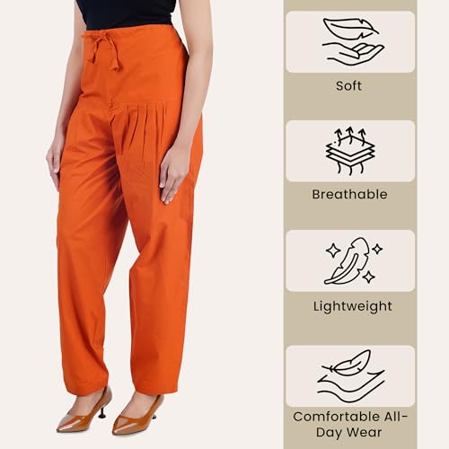 Image of Happy Bunny Salwar Pant for Women, Fine Cotton Ethnic Trousers with Drawstring Waist, Comfortable Daily, Office & Casual Wear Bottoms