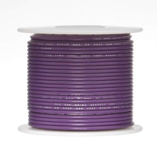 14 AWG Gauge UL1007 Solid Hook-Up Wire, 300V, 0.0641 Diameter, Violet, 1000' Length