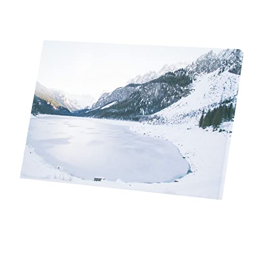 Affiche lac gelé montagne hiver pour grand salon design élégant 60x40