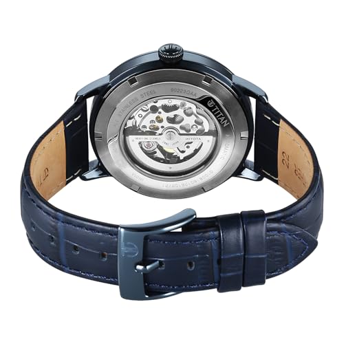 Image of Titan Phoenix Skeletal Automatic Analog with Bluel Leather Strap Watch for Men - 90223QL01