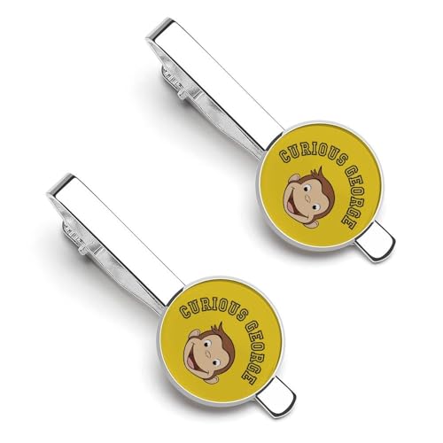 ネクタイピン タイピン おさるのジョージ 2枚セット メンズ タイクリップ 銅製 おしゃれ クリップ式 紳士 父の日 結婚式 冠婚葬祭 卒業式
