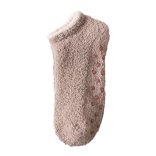 Luooli Boot Socks for Women Women's Warm Fuzzy Thermal Cotton Socks Winter Athletic Socks Extra Thick Heat Print Socks for Cold Weather Socks Women Size 8-12 No Show, Khaki, One Size