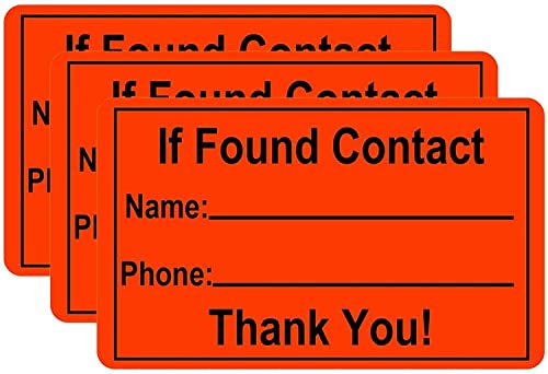 3-Pack Orange: Bright Orange: If Found Contact Info Sticker, Includes Lines For One Phone Number, If Lost Waterproof Kayak And Canoe Decal #TOP10